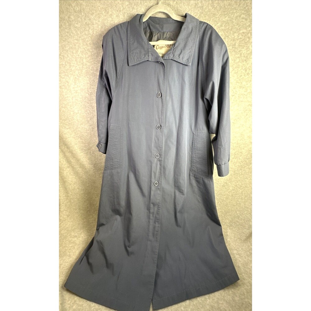 VTG Clipper Mist by London Fog Women's Periwinkle Blue Trenchcoat Size 10 Reg